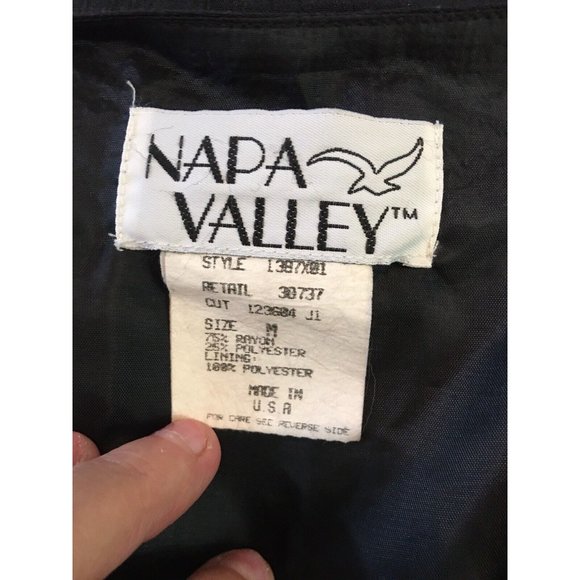 Vintage NAPA VALLEY Woven Vest Black Deco Print Size Medium - Picture 5 of 6